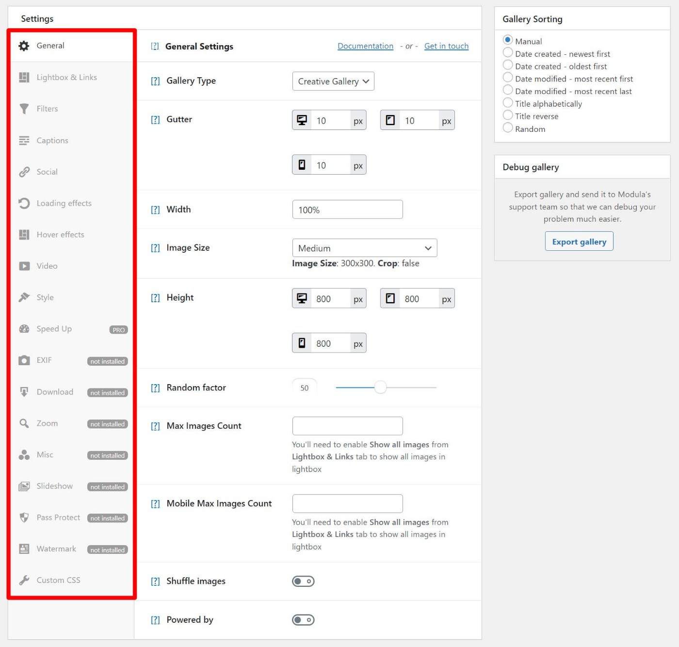 Options de module