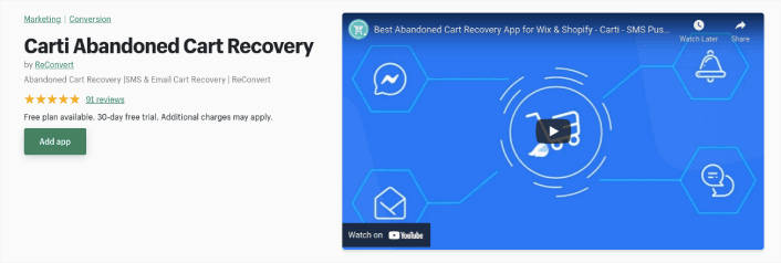 كارتي Shopify Abandoned Cart App