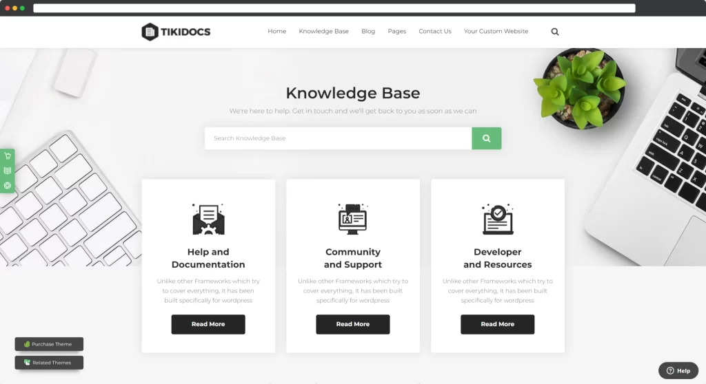 Tikidocs - Base de conhecimento e fórum de suporte Tema WordPress