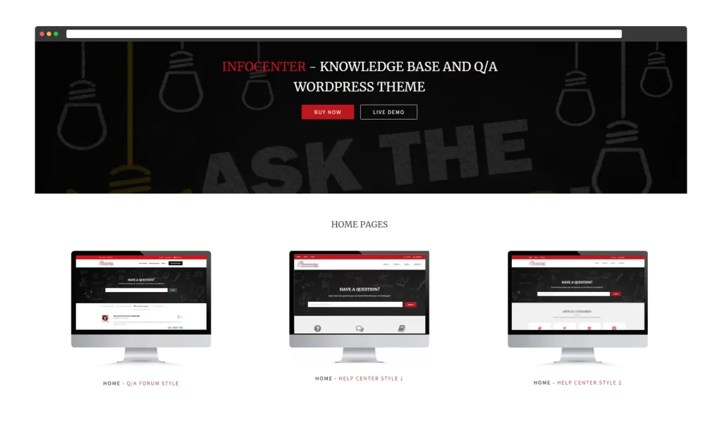 InfoCenter - Base de Conhecimento e Tema WordPress QA