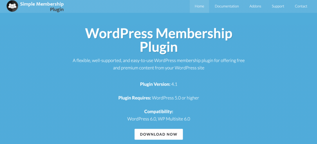 Simple Membership Plugin-Homepage