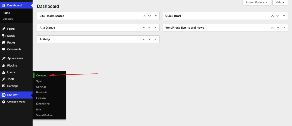 Opțiunea de conectare ShopWP