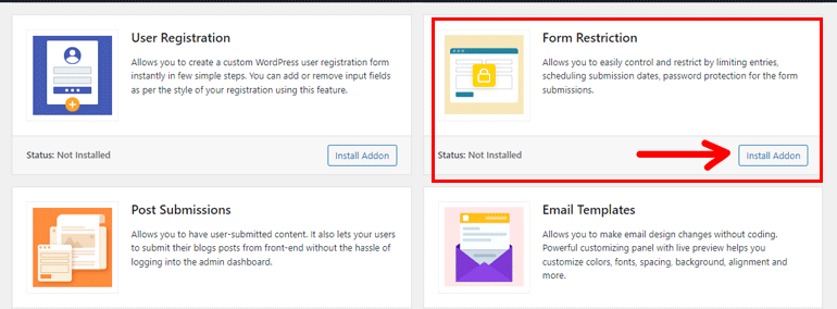 Installer le module complémentaire de restriction de formulaire