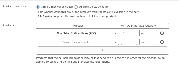 Definir as condições do produto para os tênis Nike Satan Edition