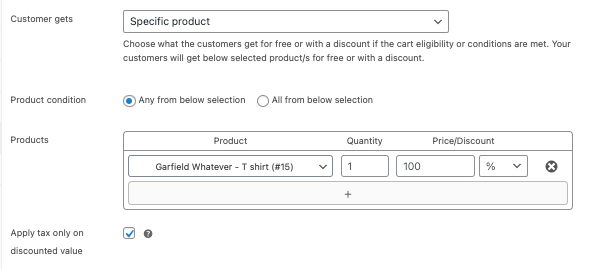 Sélection du produit spécifique pour le cadeau