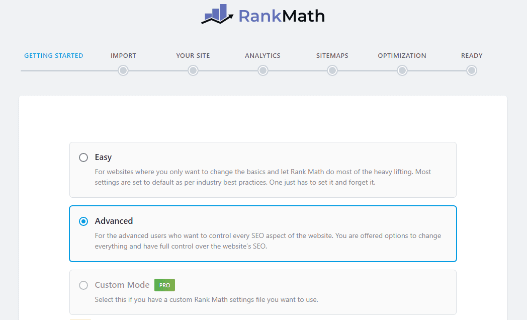 Beginnen Sie mit der Einrichtung im Rank Math Wizard