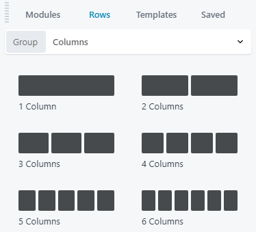 opciones de cuadrícula de filas y columnas