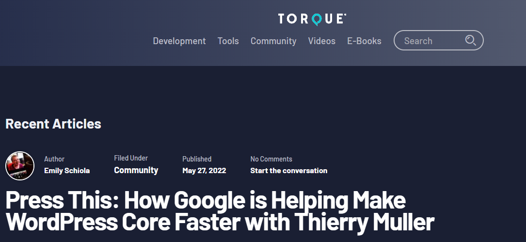 Torque- บล็อกการพัฒนา WordPress