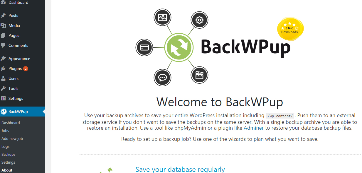 BackWPUp - أفضل خدمات النسخ الاحتياطي على WordPress