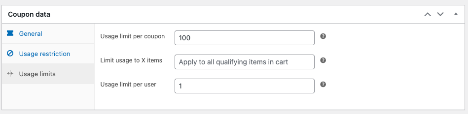 Impostazioni del limite di utilizzo per i coupon WooCommerce