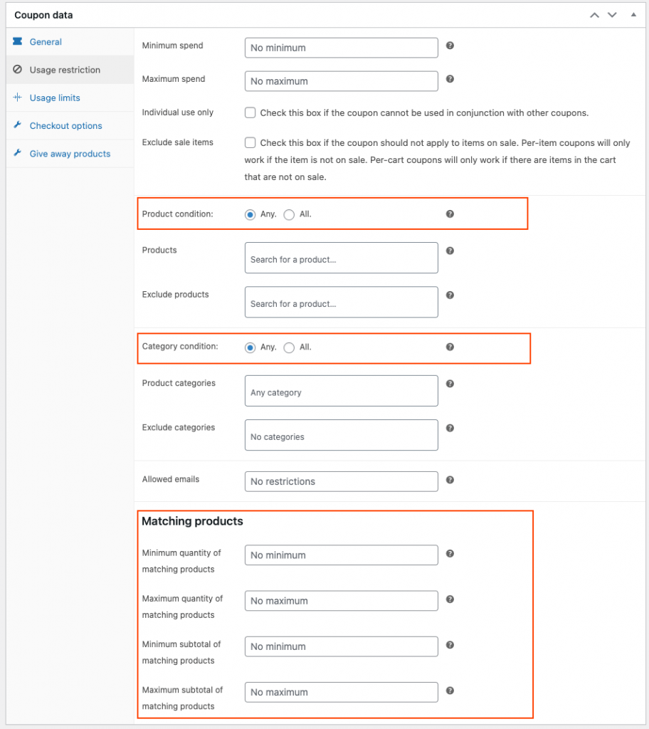 Condizioni di restrizione d'uso per i coupon WooCommerce