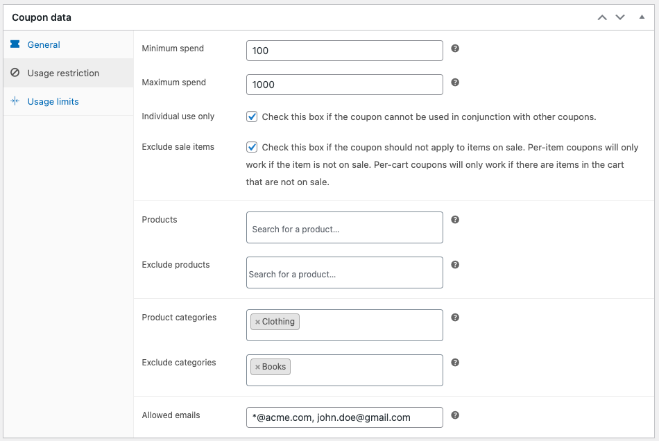 Batasan penggunaan untuk kupon WooCommerce