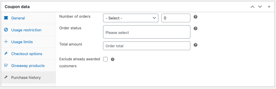 Умные купоны для истории покупок WooCommerce