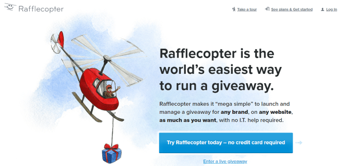 La homepage di Rafflecopter, che è uno dei migliori plugin omaggio di WordPress per il tuo sito.