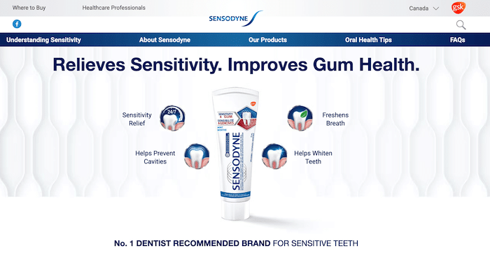 Cap persetujuan ahli di Sensodyne.