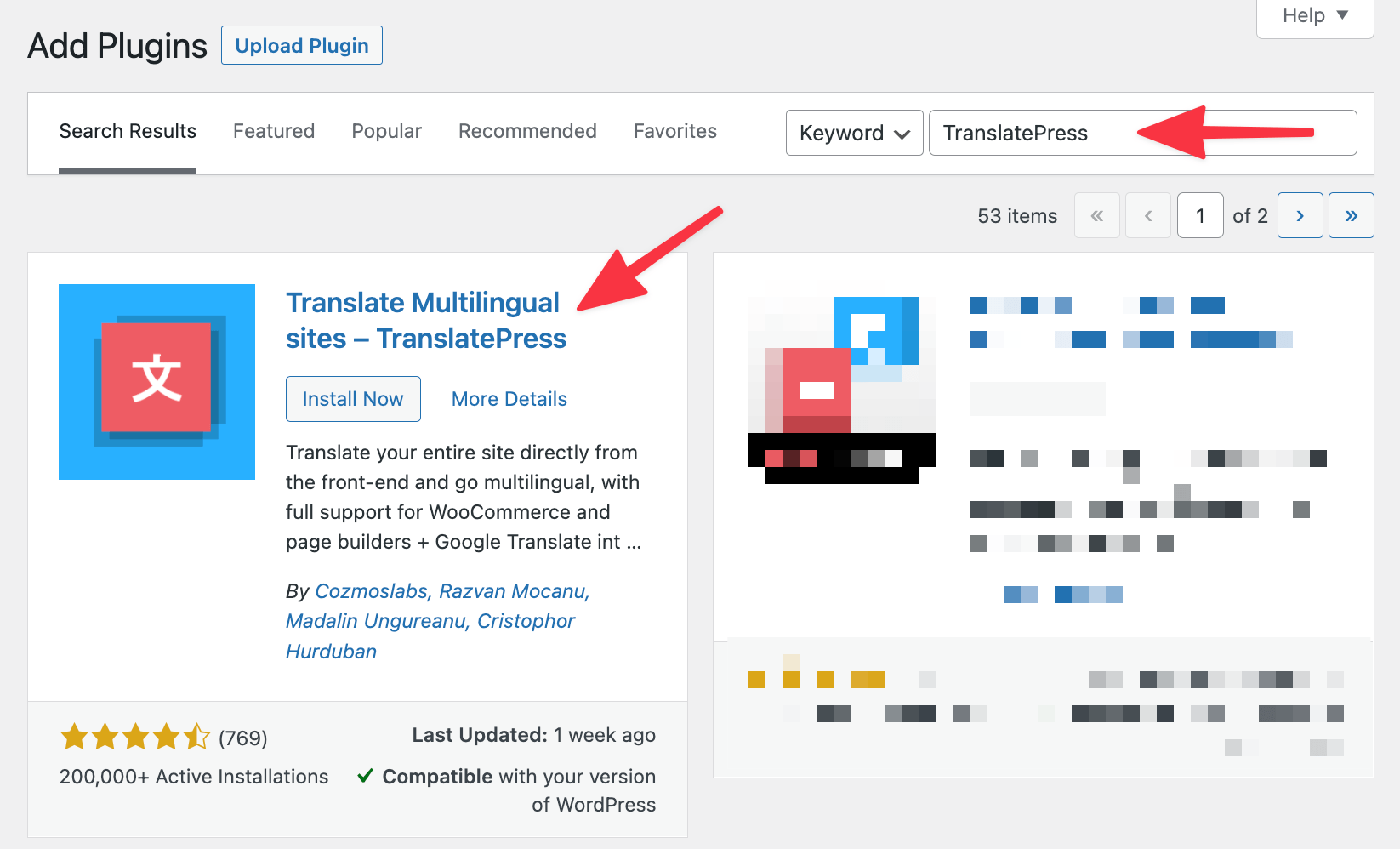 instal TranslatePress alih-alih widget situs web Google Terjemahan