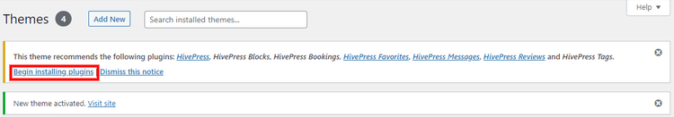 Installation des HivePress-Plugins.