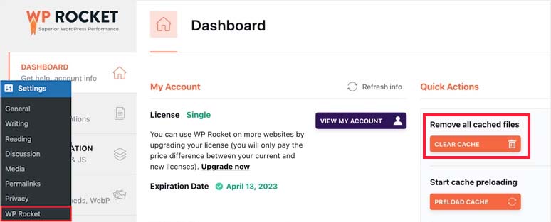 WP Rocket Cache Plugin