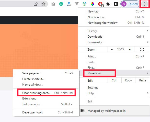 Borrar caché del navegador en Google Chrome