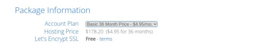 ข้อมูลแพ็คเกจ Bluehost