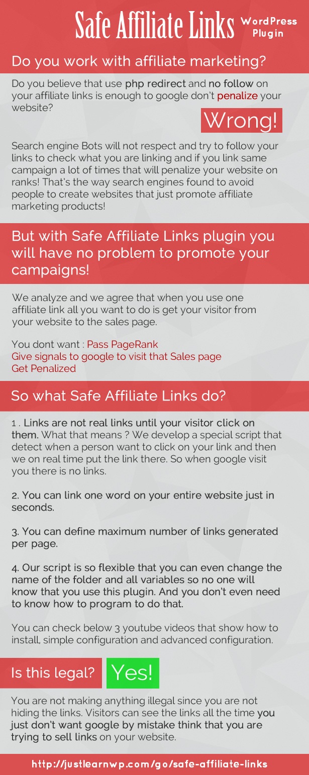 Safe Affiliate Links ปลั๊กอิน WordPress Affiliate Link Cloaking พรีเมียม