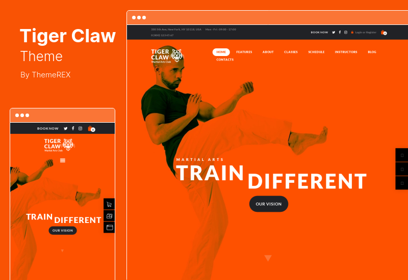 Tiger Claw Theme - Motyw WordPress Szkoła sztuk walki Centrum fitness