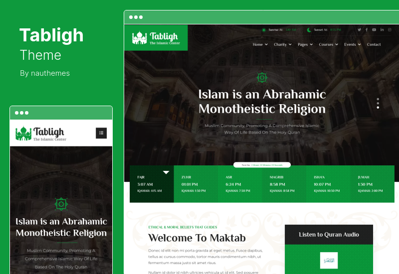 Tabligh Theme — Тема WordPress «Мечеть Исламского института» RTL