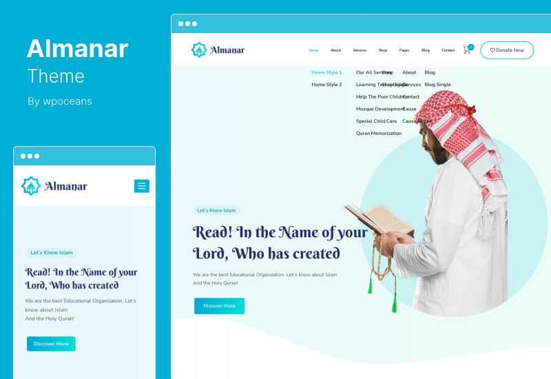 Almanar Theme - Тема WordPress для исламского центра