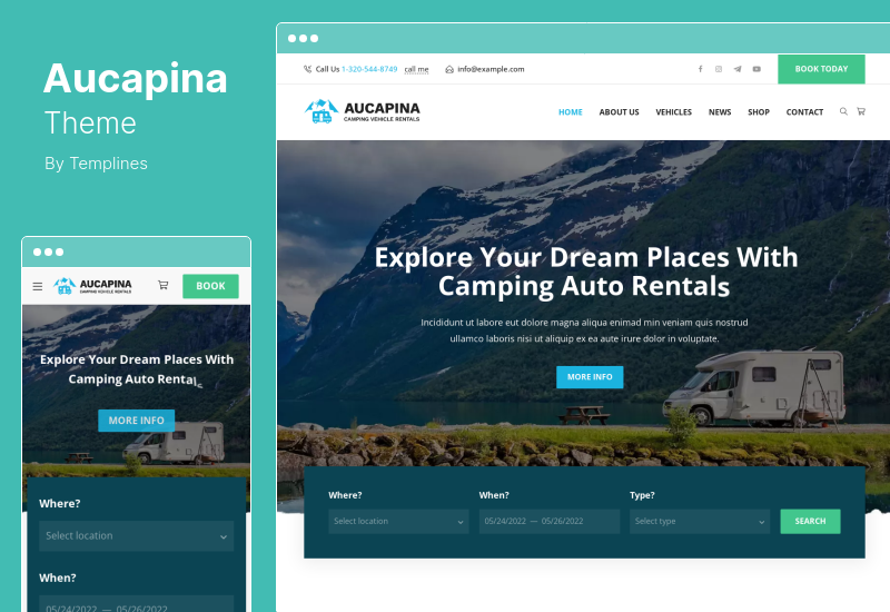 Aucapina Teması - Karavan Karavan Kiralama WordPress Teması