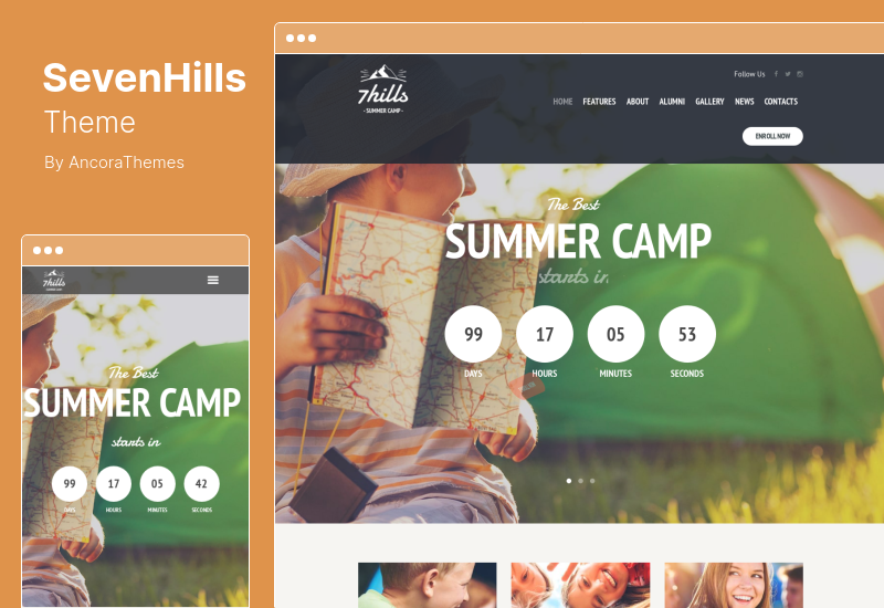 Tema SevenHills - Tema WordPress per bambini del campo estivo per escursioni