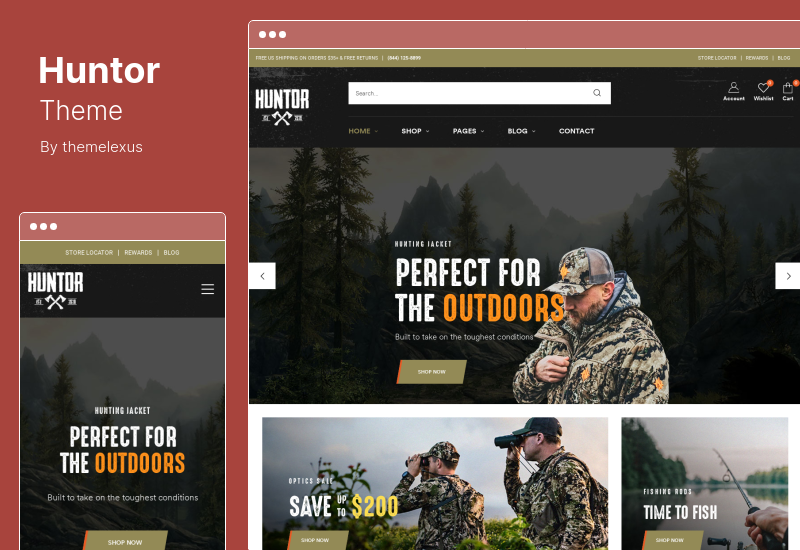 Thème Hunter - Thème WooCommerce pour boutique de plein air de chasse