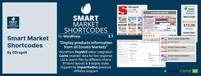 Complemento Smart Market Shortcodes - Complemento para crear e incrustar códigos cortos en WordPress