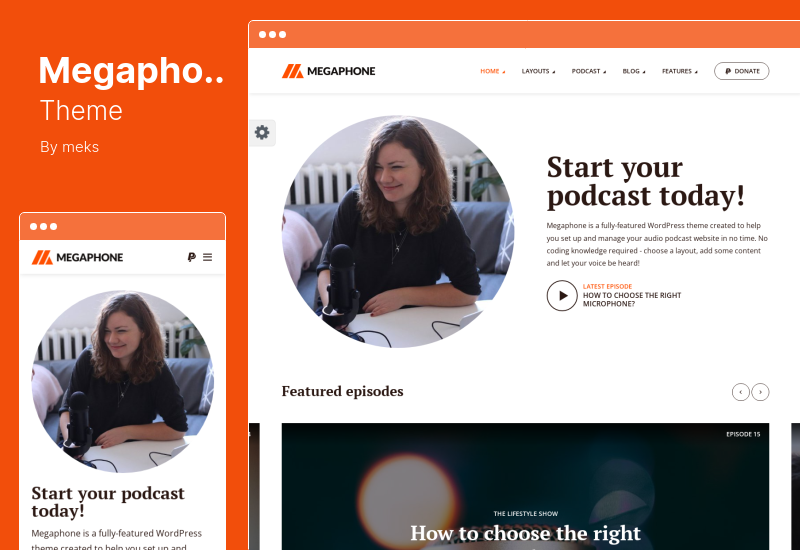 ธีมโทรโข่ง - Podcast WordPress Theme