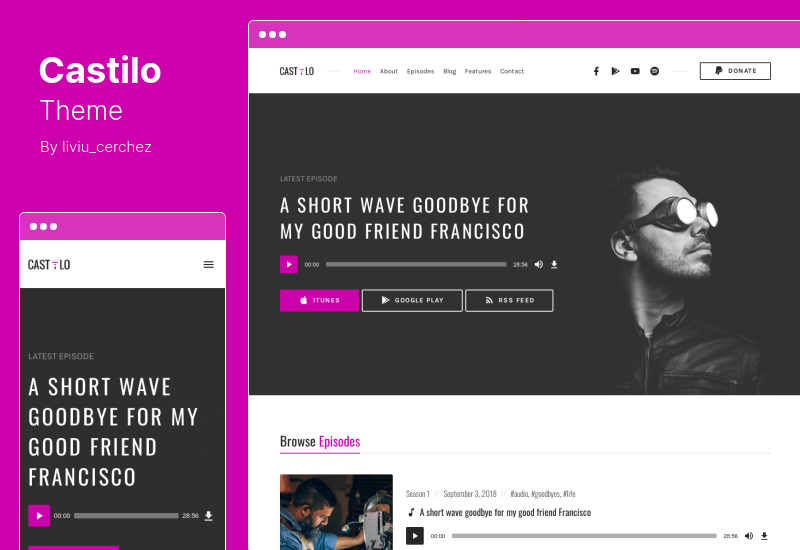 ธีม Castilo - Audio Podcast WordPress Theme