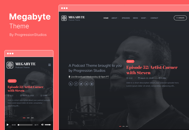 Tema Megabyte - Tema WordPress de áudio de podcast