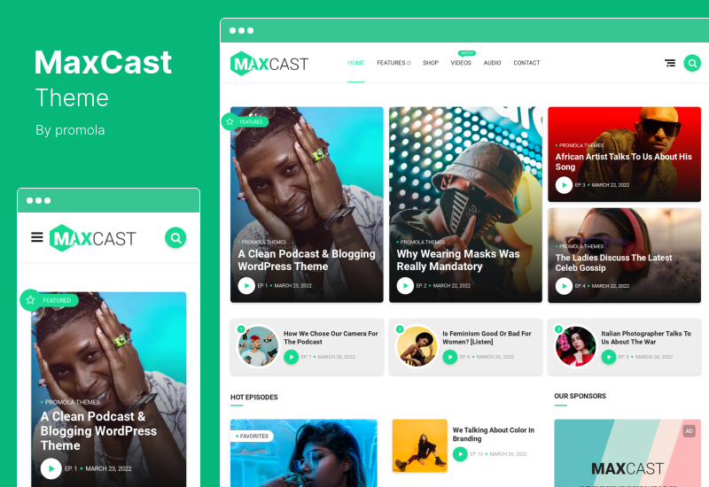 Tema MaxCast - O temă de blogging Podcasting WordPress