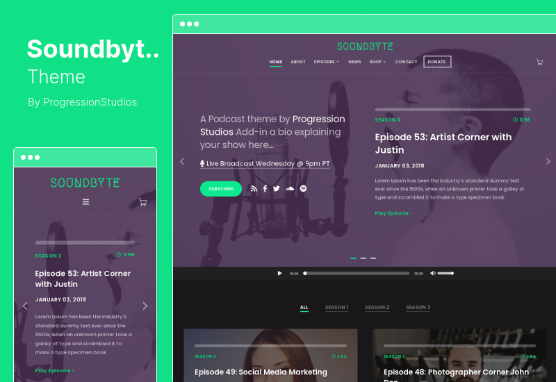 Soundbyte Teması - Podcast Audio WordPress Teması