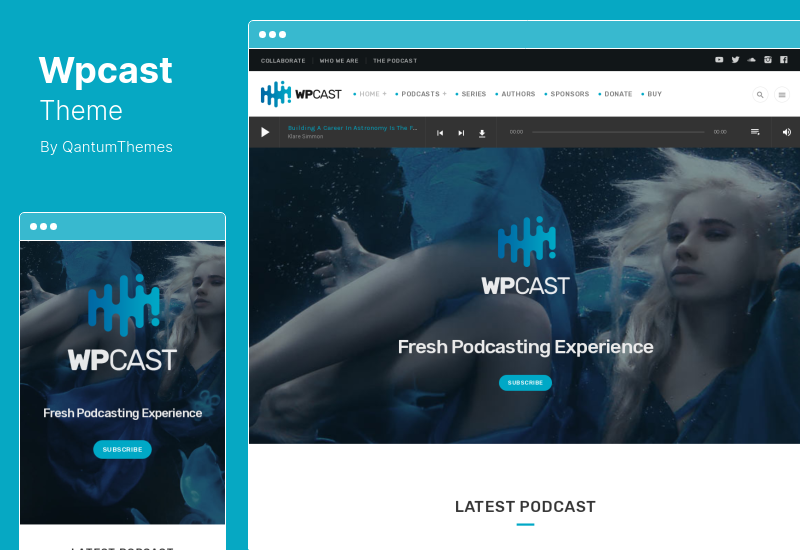 Wpcast 테마 - 오디오 팟캐스트 WordPress 테마