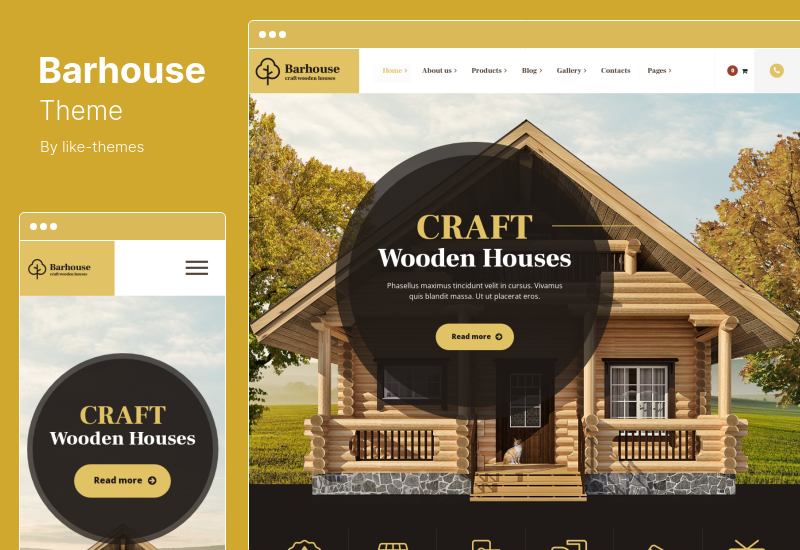 Barhouse Theme - 木屋建筑 Woodworks WordPress 主题