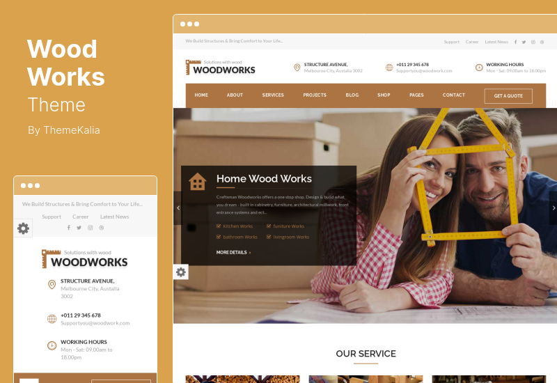 Wood Works Theme - Tema de WordPress para empresas carpinteras y artesanas