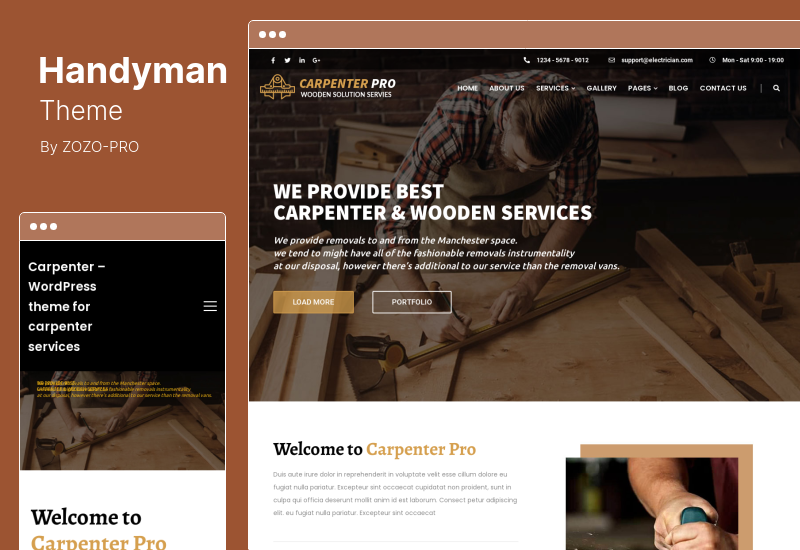 Tema Handyman - Tema WordPress pentru servicii de electrician, frizer, dulgher