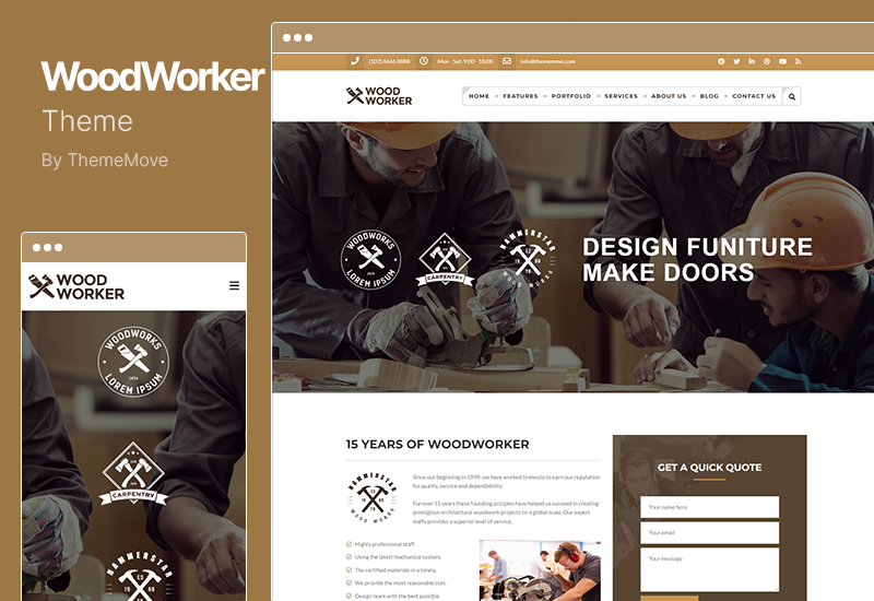 Tema WoodWorker - Tema WordPress pentru serviciul Carpenter Handy