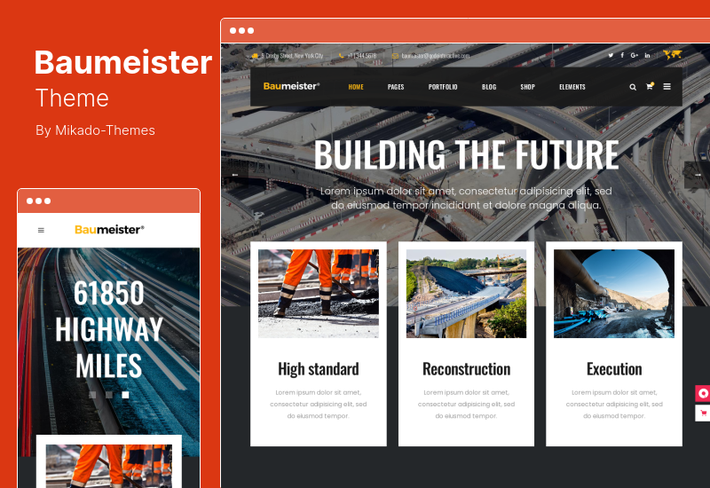 Baumeister Theme - ธีม WordPress สำหรับการผลิตในอุตสาหกรรม