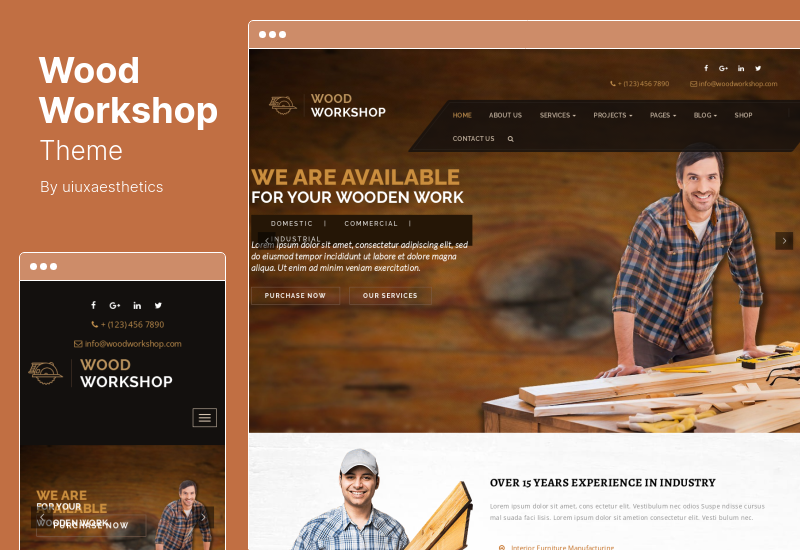 Wood Workshop Theme - Carpenter Craftsman WordPress 테마