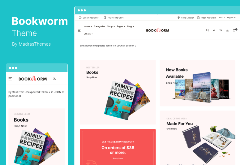 Thème Bookworm - Librairie Librairie Thème WooCommerce