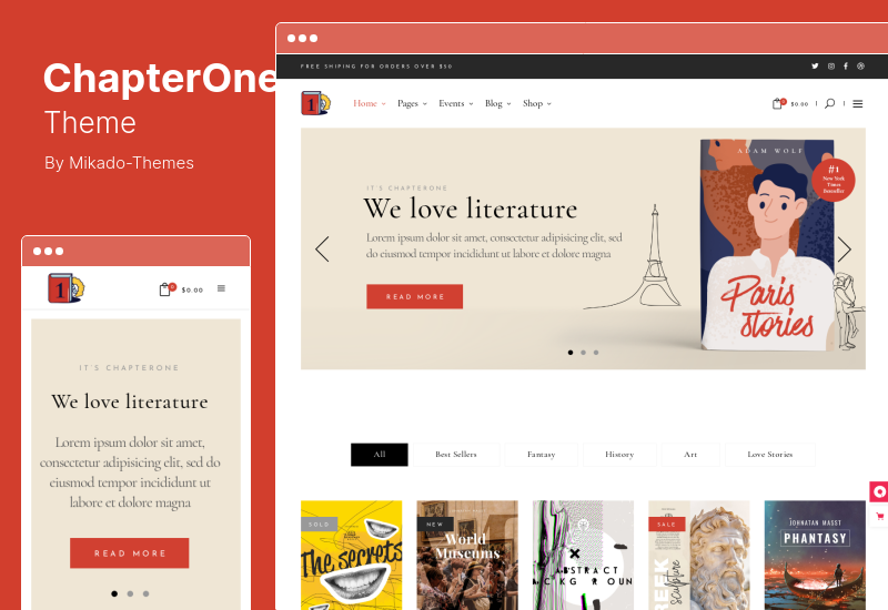 ChapterOne Theme - Bookstore Publisher WordPress Teması