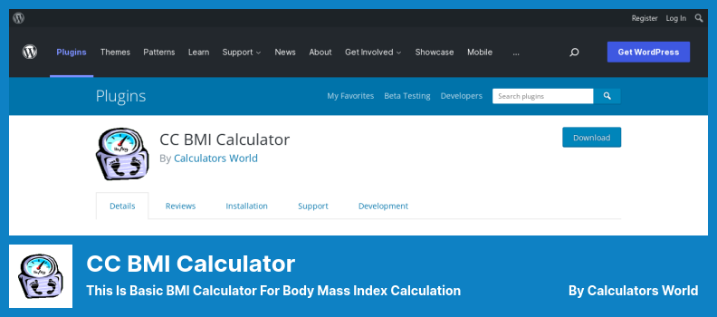 CC BMI-Rechner-Plugin - Dies ist ein grundlegender BMI-Rechner für die Berechnung des Body-Mass-Index