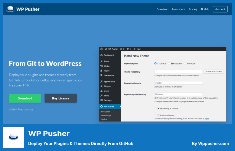 Plugin WP Pusher - Distribuisci i tuoi plugin e temi direttamente da GitHub