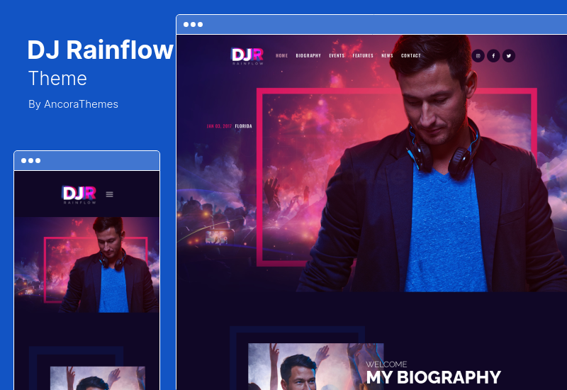 Tema DJ Rainflow - Tema WordPress Musisi Band Musik