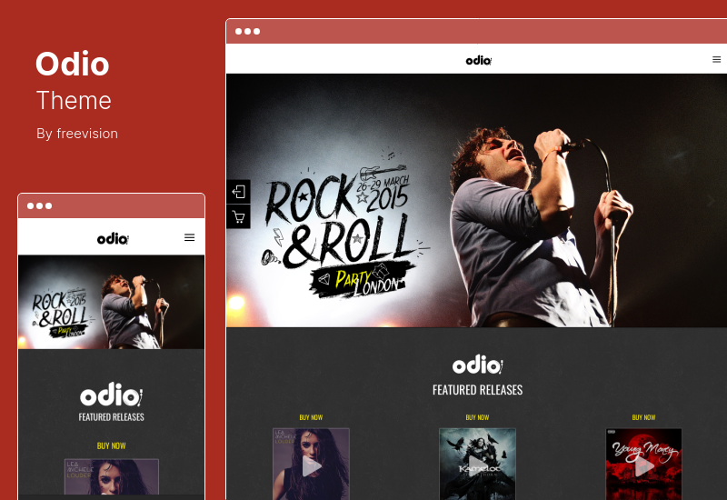 ธีม Odio - ธีม WordPress เพลงสำหรับวงดนตรี, คลับ, นักดนตรี